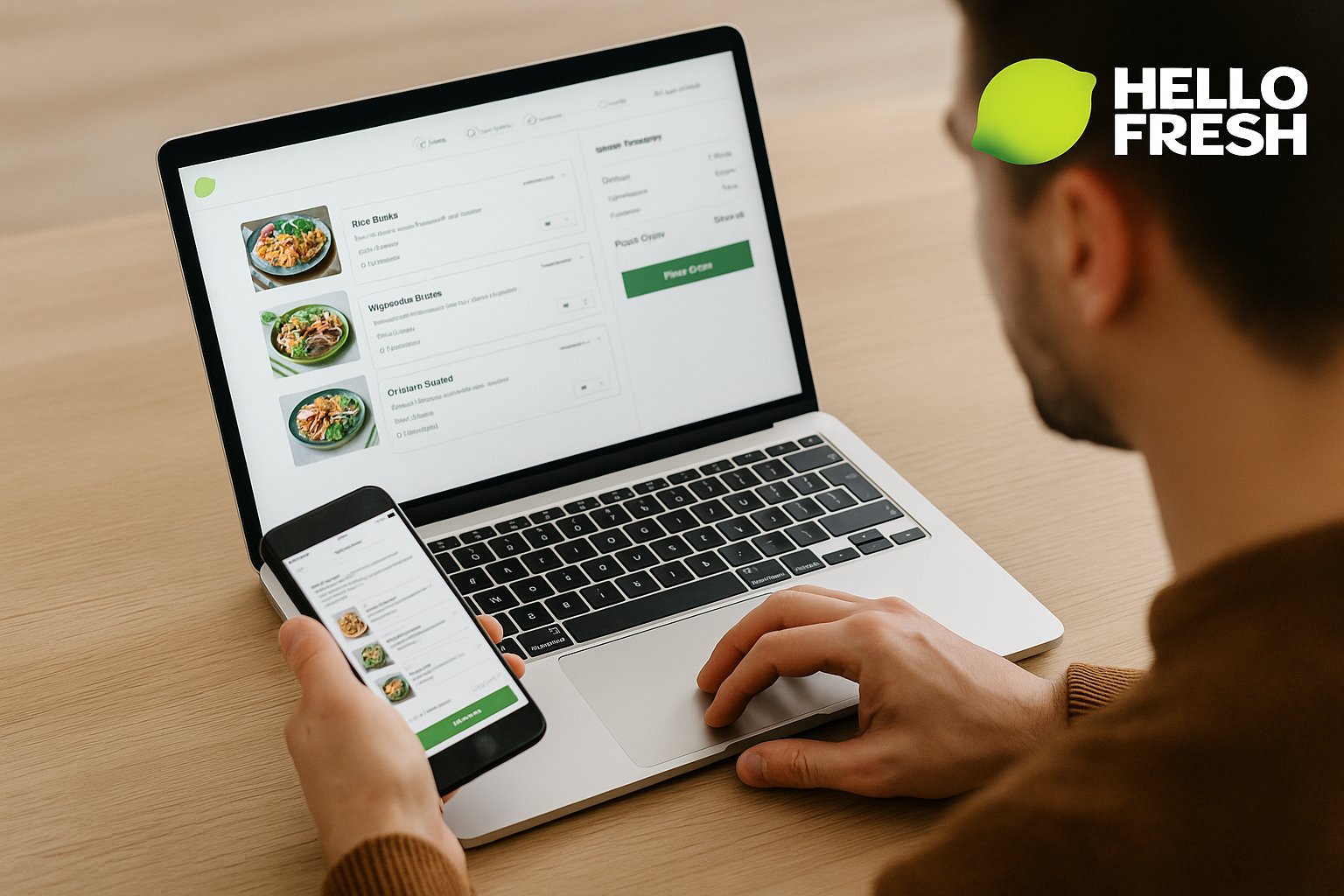 HelloFresh bestellen - hellofresh bestellen compressed hellofresh bestellen man ordering hellfresh food on his laptop